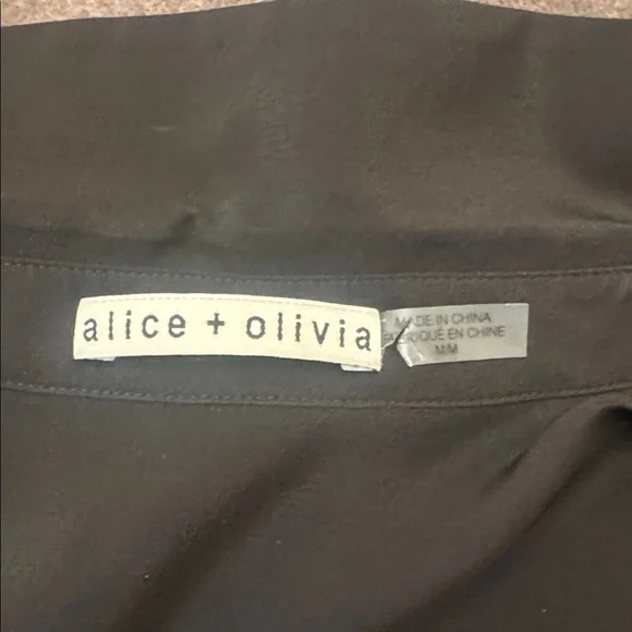 Alice + Olivia Brady Floral Slim Fit Silk Button-Up Shirt size M - Picture 8 of 10